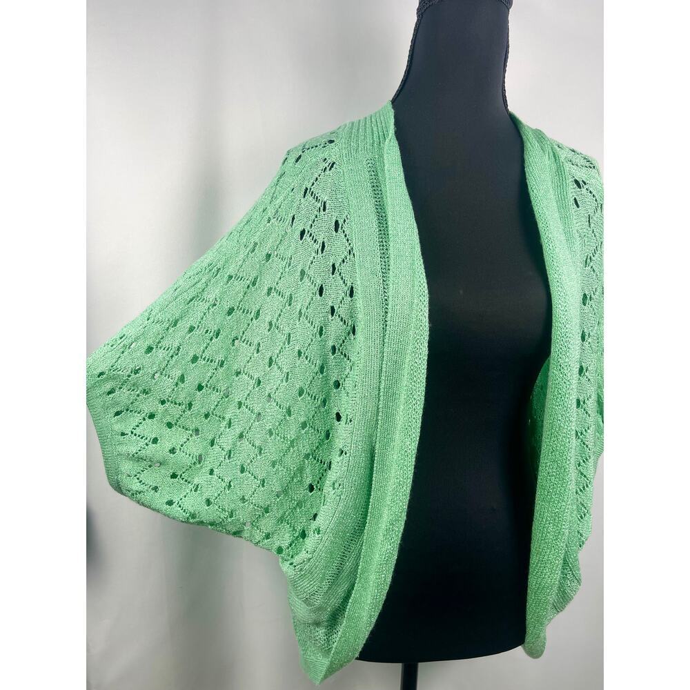 The Cue Cher Qu Mint Green Open Knit Cardigan Size M​ - Picture 3 of 8